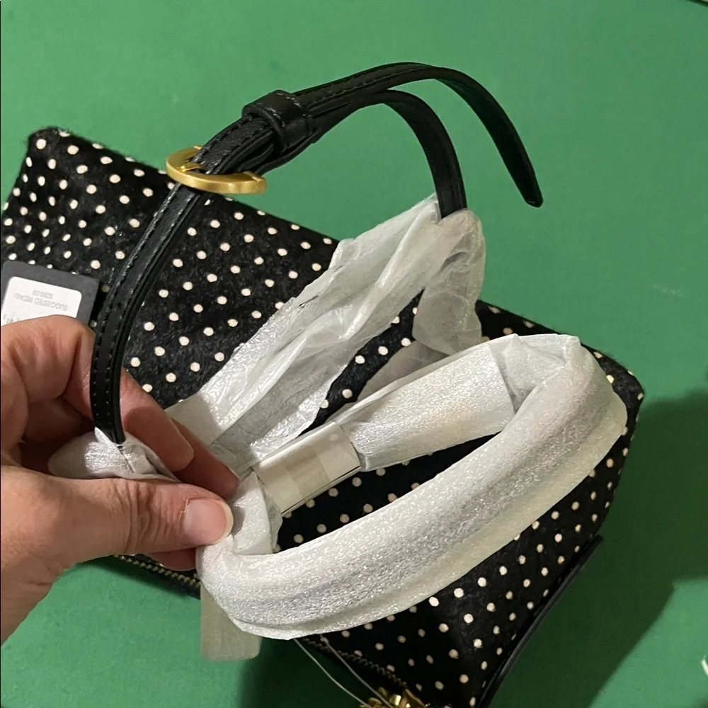 NWT Elegant Zac Posen Black and White Polka Dot Shoulder & Crossbody Bag